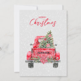 Feliz Navidad Rustic Red Truck Tarjeta de vacacion