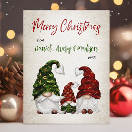 Feliz Navidad Rustic Watercolor Gnome Family