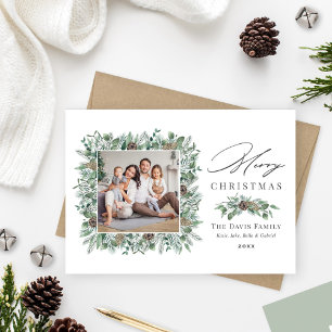 Feliz Navidad Rustic Winter Green Photo