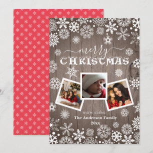 Feliz Navidad Rustic Wood Snowflake 3 Foto