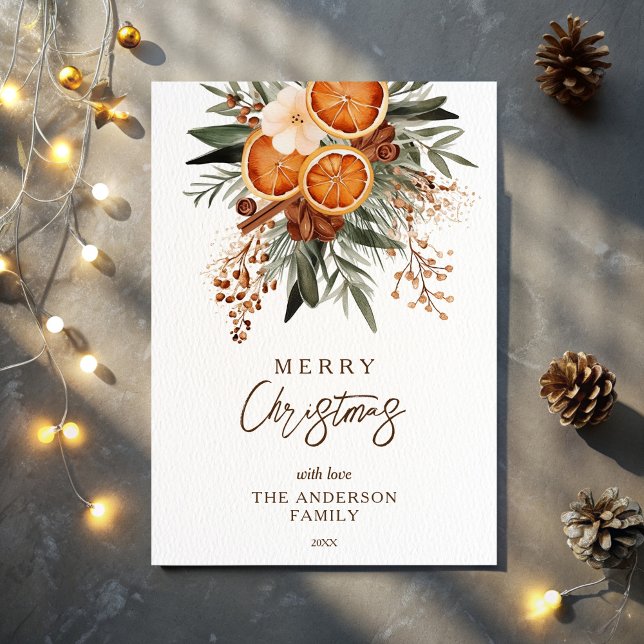 Feliz Navidad rústico invierno vegetación botánica (Merry Christmas rustic winter botanical greenery Holiday Card editable template instant download)