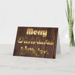 Feliz Navidad Rústico Marrón de madera de oro