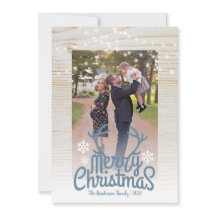 Feliz Navidad Rústicos Antlers Foto String Light