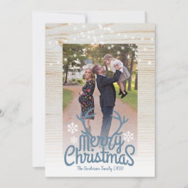 Feliz Navidad Rústicos Antlers Foto String Light