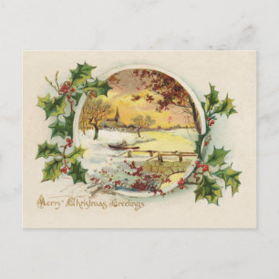 Feliz Navidad Saludos Vintage Village Scene