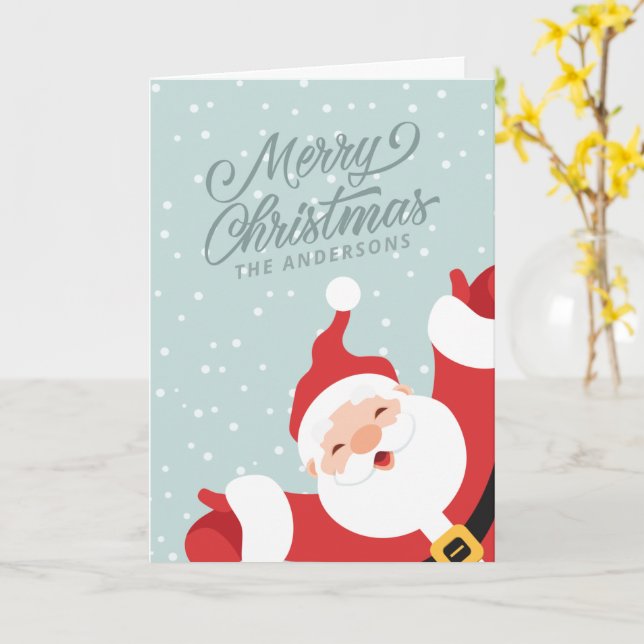 Feliz Navidad Santa Alegre | Tarjeta de Felicitaci (flor amarilla)