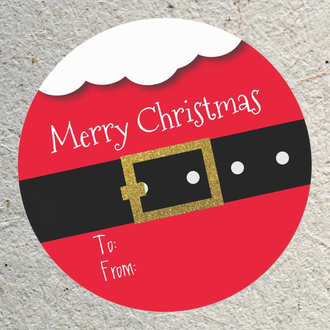 Feliz Navidad Santa Belt Gift etiqueta personaliza (Subido por el creador)
