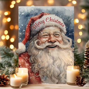 Feliz Navidad Santa Claus Acuarela Alegre