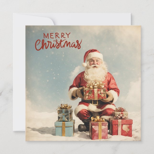 Feliz Navidad Santa Claus con regalos (Anverso)