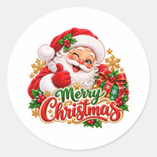 Feliz Navidad Santa Claus Pegatina Redonda de 3 Pu