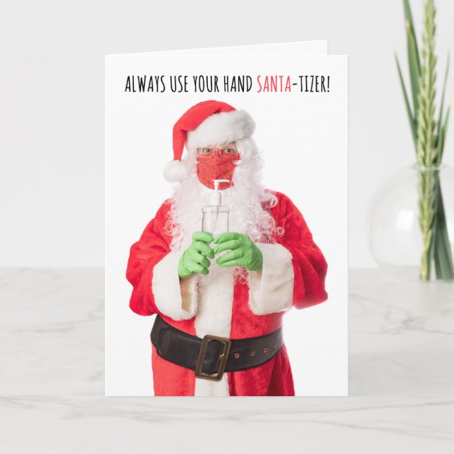 Feliz Navidad Santa con Máscara Facial Desinfectan (Anverso)