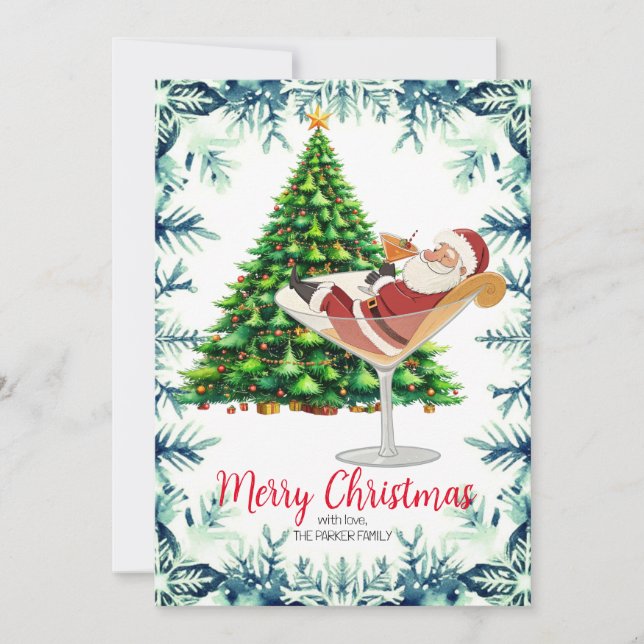 Feliz Navidad Santa en Copa de Martini (Anverso)