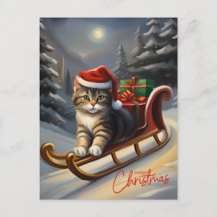 Feliz Navidad Santa Gato en Trineo