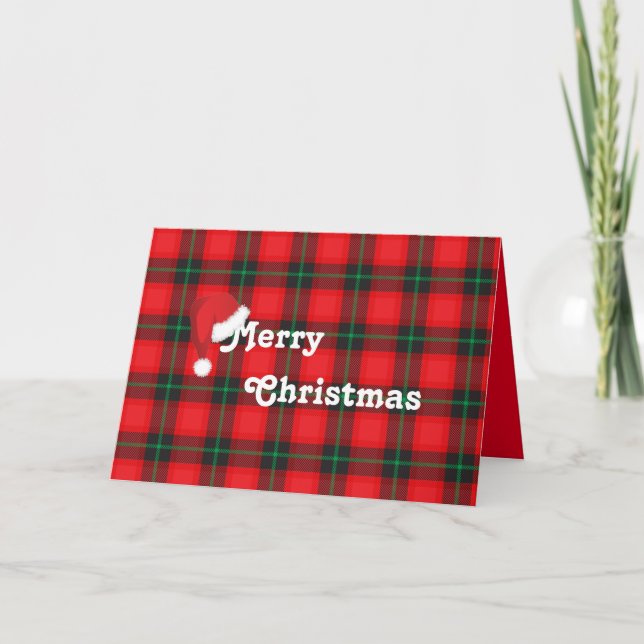 Feliz Navidad Santa Hat Red Plantan Tartan Fun (Anverso)
