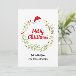 Feliz Navidad Santa Hat Wreath