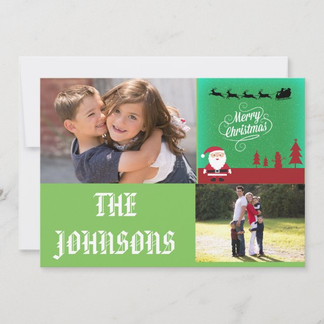 Feliz Navidad Santa Reindeers Árboles de nieve roj (Anverso)