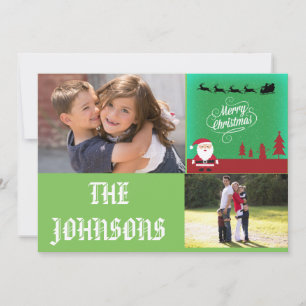 Feliz Navidad Santa Reindeers Árboles de nieve roj