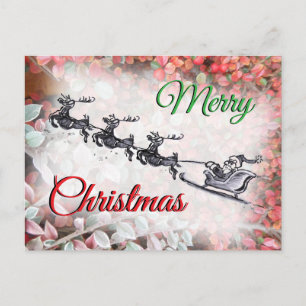 Feliz Navidad Santa Rojo Verde Tarjeta Postal
