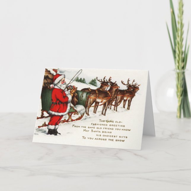 Feliz Navidad Santa Sleigh Reindeer (Anverso)