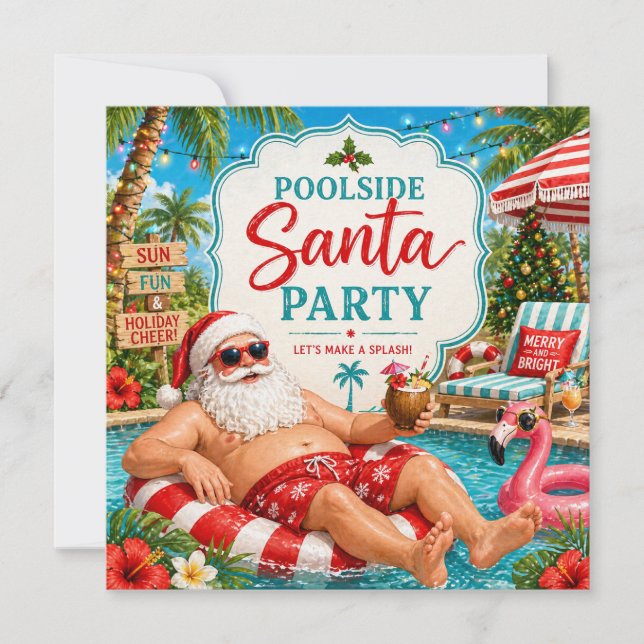 Feliz Navidad Santa Tropical Fiesta de Verano en l (Anverso)