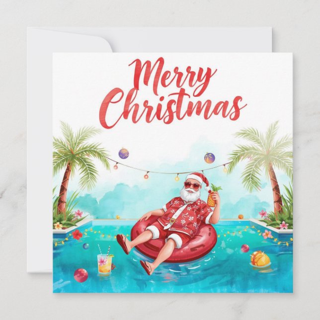 Feliz Navidad Santa Tropical Fiesta de Verano en l (Anverso)