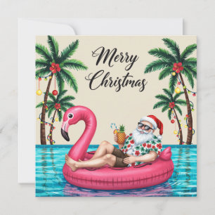 Feliz Navidad Santa Tropical Fiesta en la Piscina 