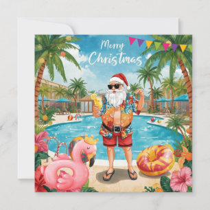 Feliz Navidad Santa Tropical Fiesta en la Piscina 