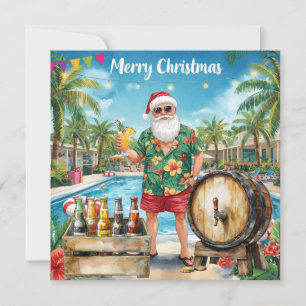 Feliz Navidad Santa Tropical Fiesta en la Piscina