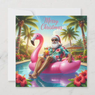 Feliz Navidad Santa Tropical Fiesta en la Piscina
