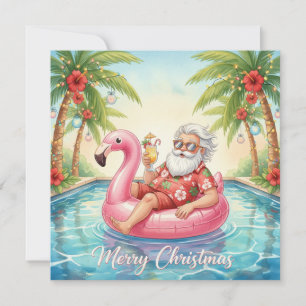 Feliz Navidad Santa Tropical Fiesta en la Piscina 