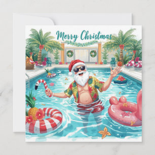 Feliz Navidad Santa Tropical Fiesta en la Piscina 