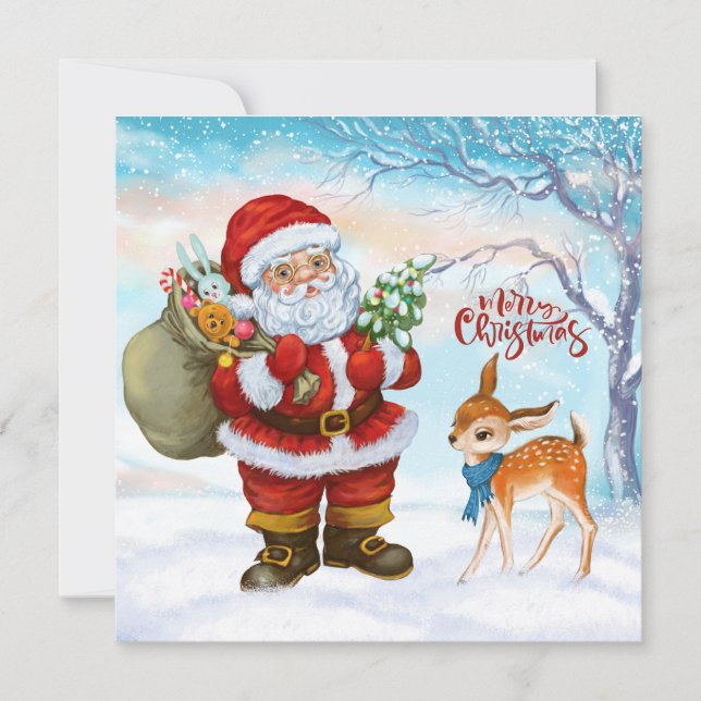 Feliz Navidad Santa y Ciervo  (Anverso)