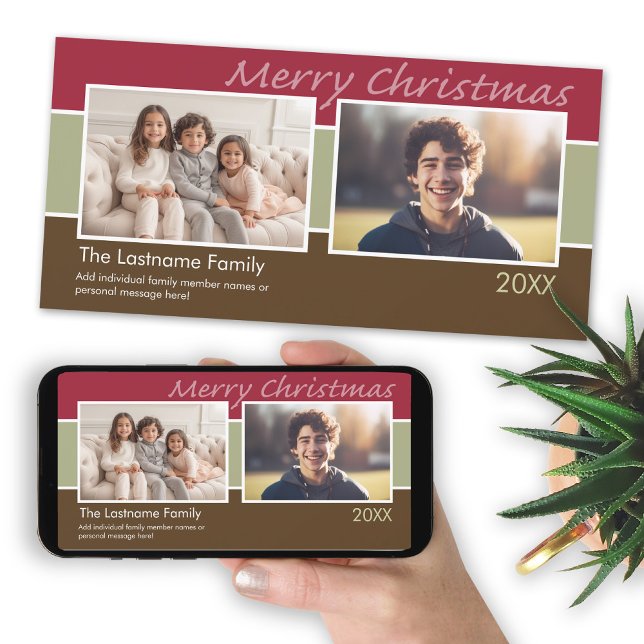 Feliz Navidad Sherbet Stripes - 2 fotos (Add photos to this Christmas card and download a copy to send electronically or post on social media)