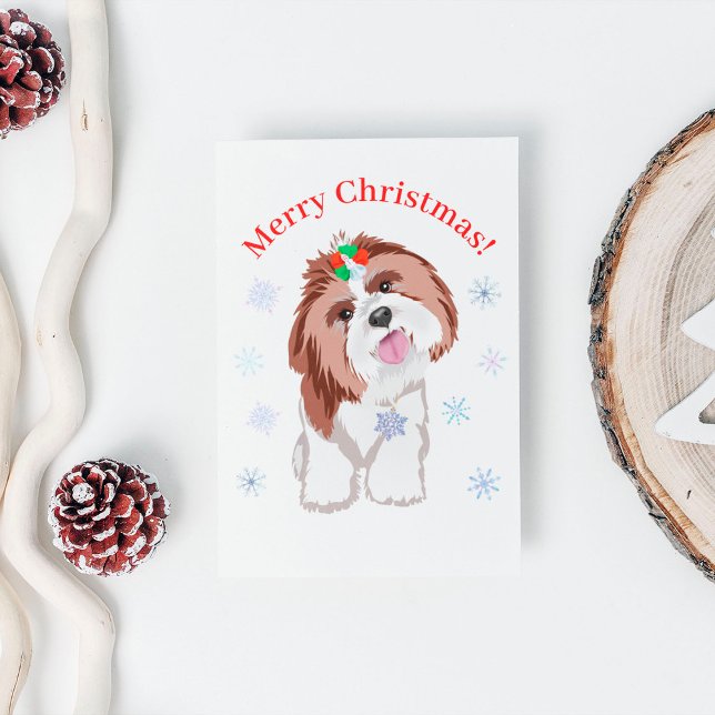 Feliz Navidad Shih Tzu con copo de nieve perro    (Subido por el creador)