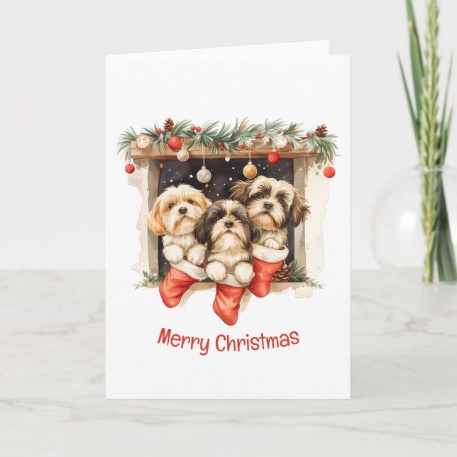 Feliz Navidad Shih Tzu Dogs (Anverso)