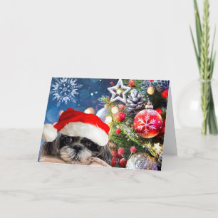 Feliz Navidad Shih Tzu tarjeta de saludo
