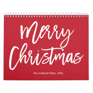 Feliz Navidad Simple Calendario Rojo