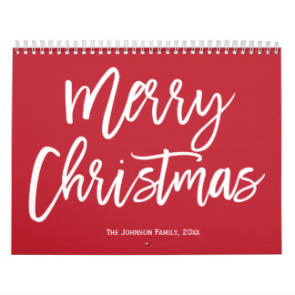 Feliz Navidad Simple Calendario Rojo