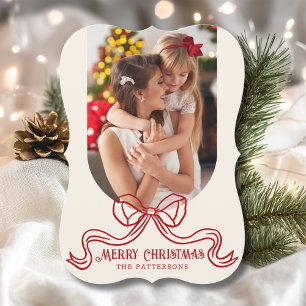 Feliz Navidad Simple Coquette Moderno Bow Photo