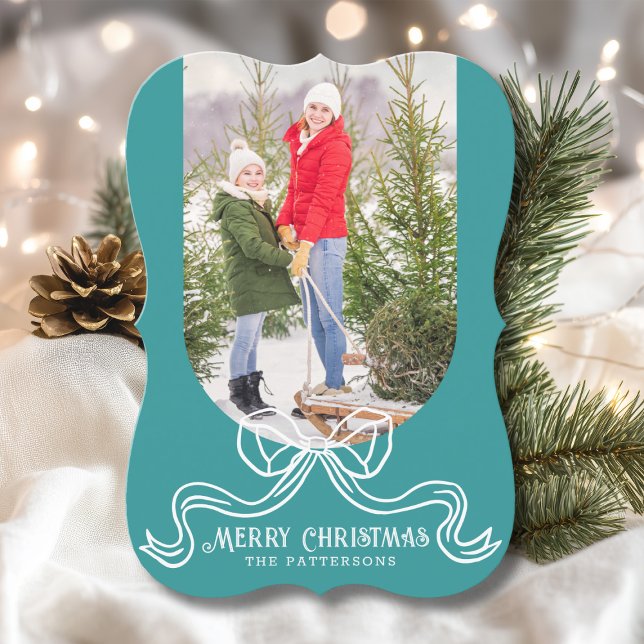 Feliz Navidad Simple Coquette Moderno Bow Photo (Subido por el creador)