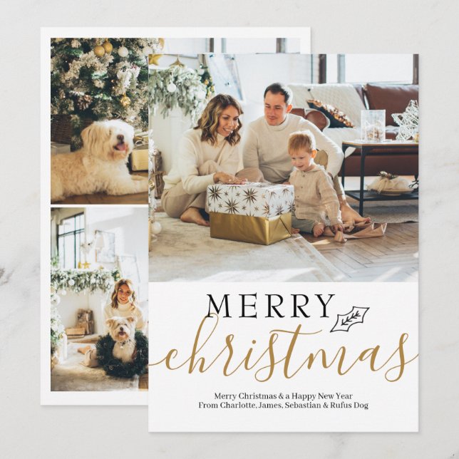 Feliz Navidad Simple Elegante Personalizado (Anverso / Reverso)