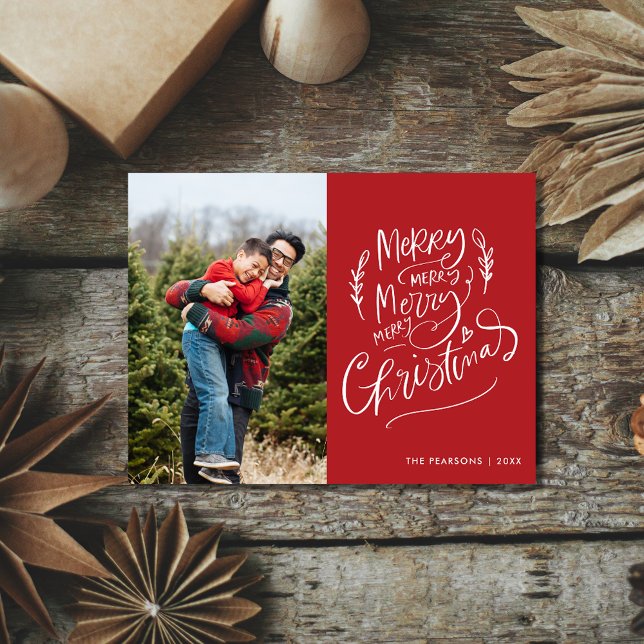 Feliz Navidad Simple Festividad Fotográfica Modern (Merry Christmas Simple Modern Photo Holiday Postcard)