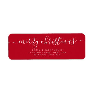 Feliz Navidad Simple Mano Roja Etiqueta Leída