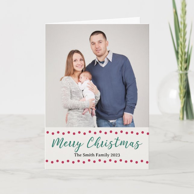 Feliz Navidad Simple, rojo y verde foto Personaliz (Anverso)