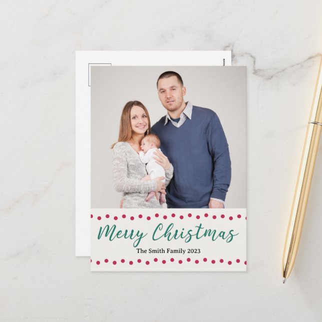 Feliz Navidad Simple, rojo y verde foto Personaliz (Anverso/Reverso In Situ)