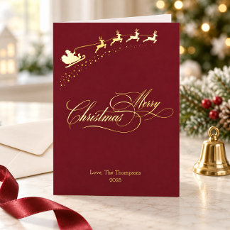 Feliz Navidad Sleigh de Santa Rojo Profundo con Ho