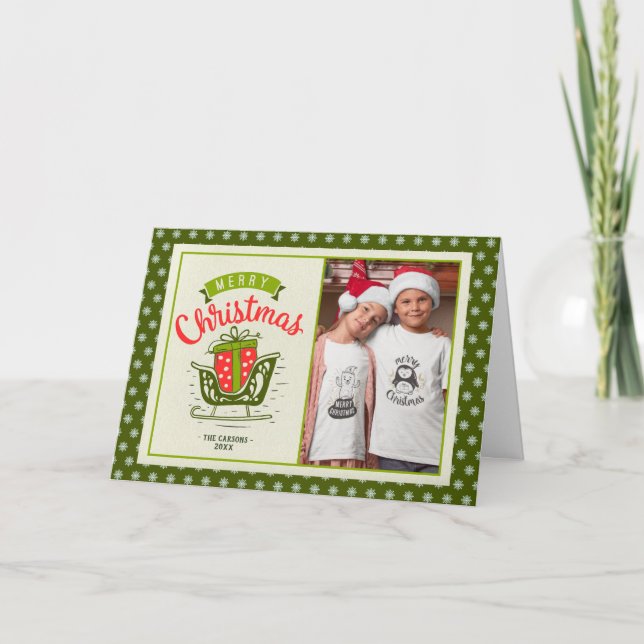 Feliz Navidad Sleigh Regalo 2 fotos Personalizado  (Anverso)