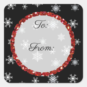 Feliz Navidad Snowflake Black and Red Pegatinas