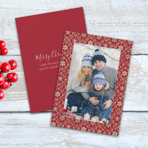 Feliz Navidad Snowflake Elegante Red 1 Foto