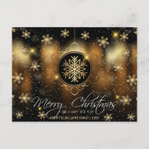 Feliz Navidad Snowflake Gold Black Family Foto